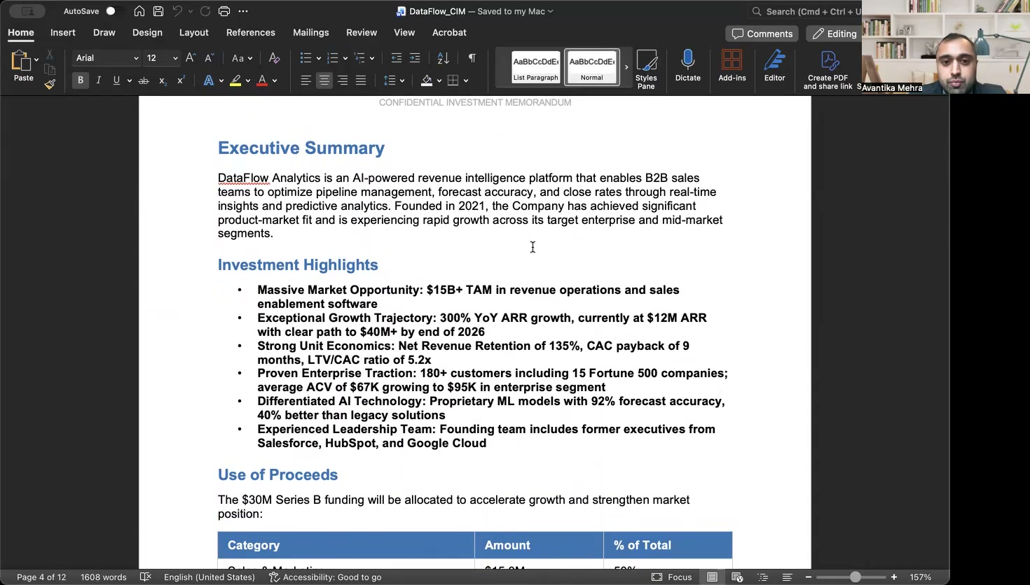 Expert reviewing CIM cover page